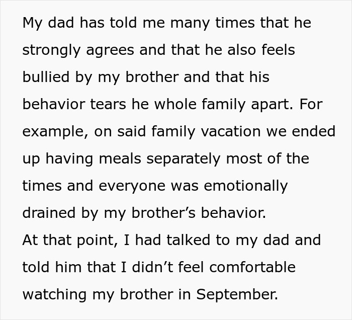 Text about woman’s teen brother being a nightmare and dad upset when she refuses to babysit him. Text about woman’s teen brother being a nightmare and dad upset when she refuses to babysit him.