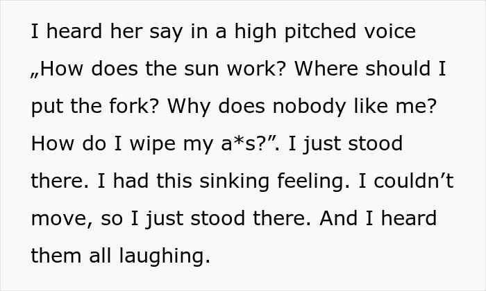 Text showing a future MIL branding a bride-to-be stupid, causing disbelief as her fiancé laughs along with others. Text showing a future MIL branding a bride-to-be stupid, causing disbelief as her fiancé laughs along with others.