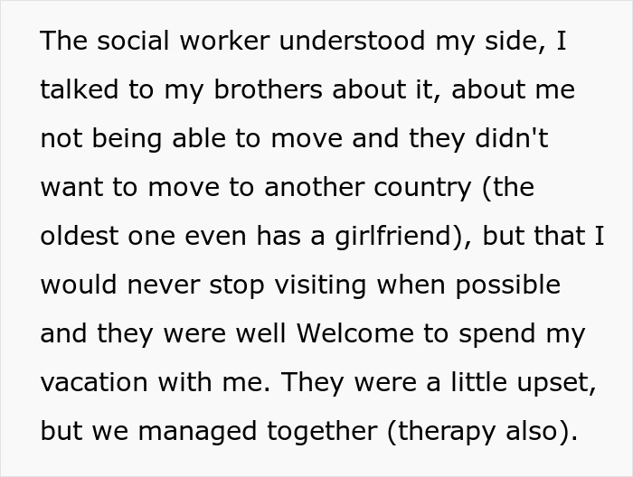 Text excerpt about sibling relationships, social worker support, and managing challenges with unwanted siblings adoption. Text excerpt about sibling relationships, social worker support, and managing challenges with unwanted siblings adoption.