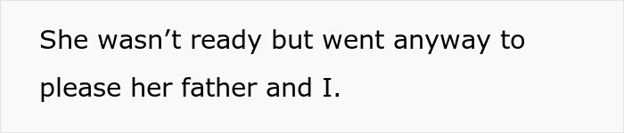 Text graphic displaying a quote about a daughter not ready but trying to please her father related to paying off daughter student loans. Text graphic displaying a quote about a daughter not ready but trying to please her father related to paying off daughter student loans.
