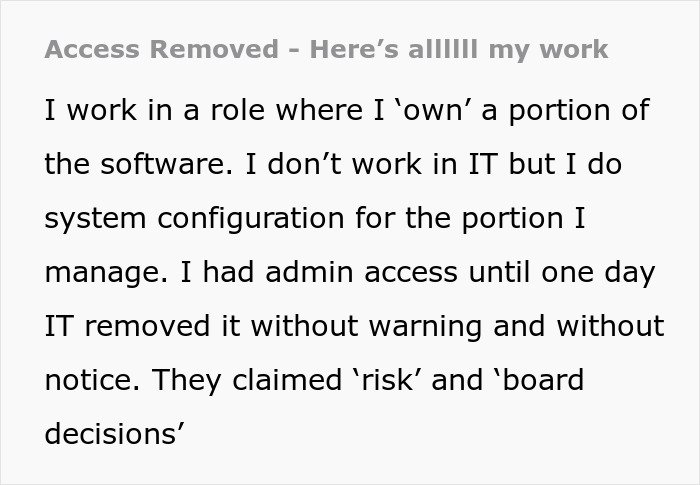 Engineer shares all HR needs to learn after software access revoked by IT without warning or notice. Engineer shares all HR needs to learn after software access revoked by IT without warning or notice.