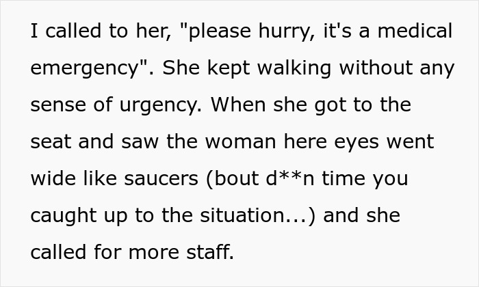 Text describing a Korean Airlines passenger raising alarm during a medical crisis while crew allegedly fail basic protocols. Text describing a Korean Airlines passenger raising alarm during a medical crisis while crew allegedly fail basic protocols.