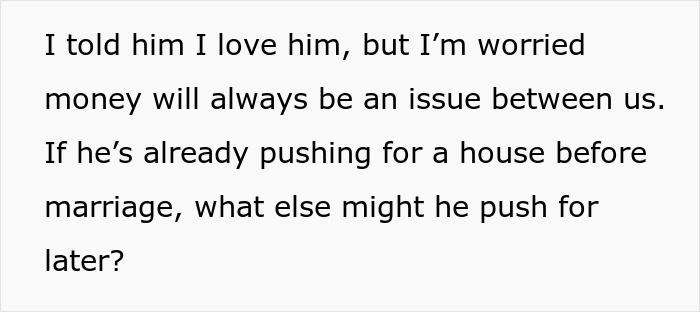 Alt text: Woman expressing concerns about buying a house with 50/50 ownership causing relationship money issues. Alt text: Woman expressing concerns about buying a house with 50/50 ownership causing relationship money issues.