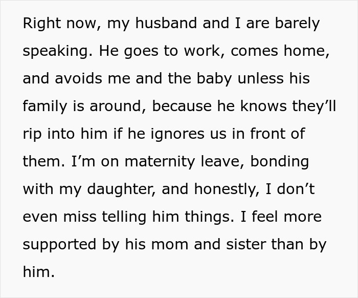 Alt text: Strained relationship between husband and pregnant wife as he ignores her and their baby during maternity leave. Alt text: Strained relationship between husband and pregnant wife as he ignores her and their baby during maternity leave.