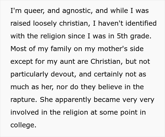 Text excerpt about a family’s Christian beliefs and differing views on the rapture, with money dollars in background. Text excerpt about a family’s Christian beliefs and differing views on the rapture, with money dollars in background.