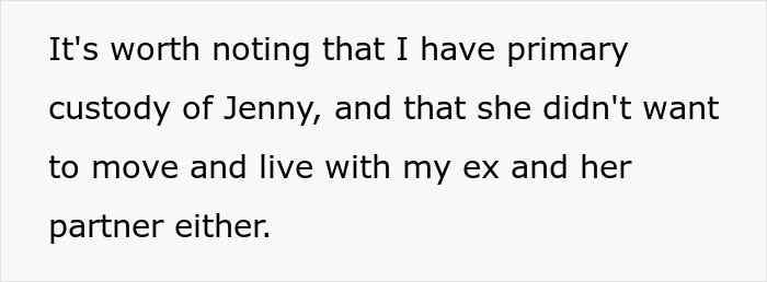 Text excerpt discussing custody and living arrangements amid mom's concerns about stepdaughter dating and having a love nest. Text excerpt discussing custody and living arrangements amid mom's concerns about stepdaughter dating and having a love nest.