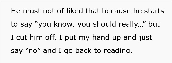 Alt text: Woman’s first ever first class flight interrupted by rude old man, she confidently claps back and continues reading Alt text: Woman’s first ever first class flight interrupted by rude old man, she confidently claps back and continues reading