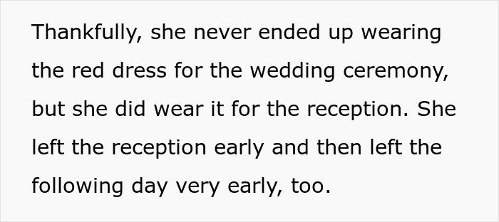 Woman in red dress at wedding reception, pretending to be the bride despite being married to the groom's brother. Woman in red dress at wedding reception, pretending to be the bride despite being married to the groom's brother.