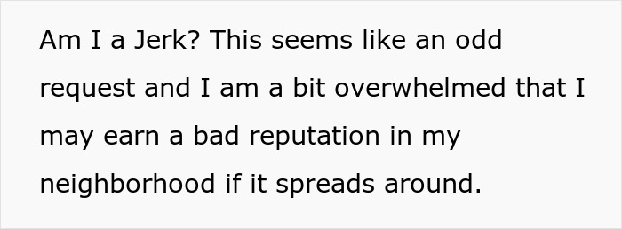 Text excerpt showing a woman overwhelmed by a request to marry in a stranger’s backyard, fearing neighborhood reputation damage.