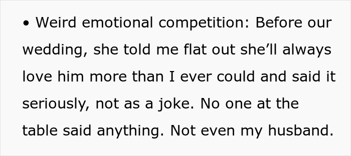 Text excerpt about emotional competition from inlaws pushing boundaries in divorce situations, highlighting family tension.