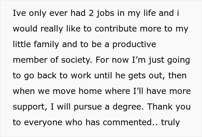 Text expressing a wife’s plan to work and later study full time despite husband’s expectations with two kids at home. Text expressing a wife’s plan to work and later study full time despite husband’s expectations with two kids at home.