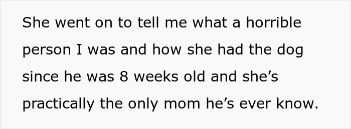 Text showing a woman describing how she had the dog since he was 8 weeks old before leaving him in the shelter. Text showing a woman describing how she had the dog since he was 8 weeks old before leaving him in the shelter.