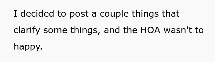 Text stating a person decided to post clarifications related to kids bus stop parenting and HOA concerns. Text stating a person decided to post clarifications related to kids bus stop parenting and HOA concerns.