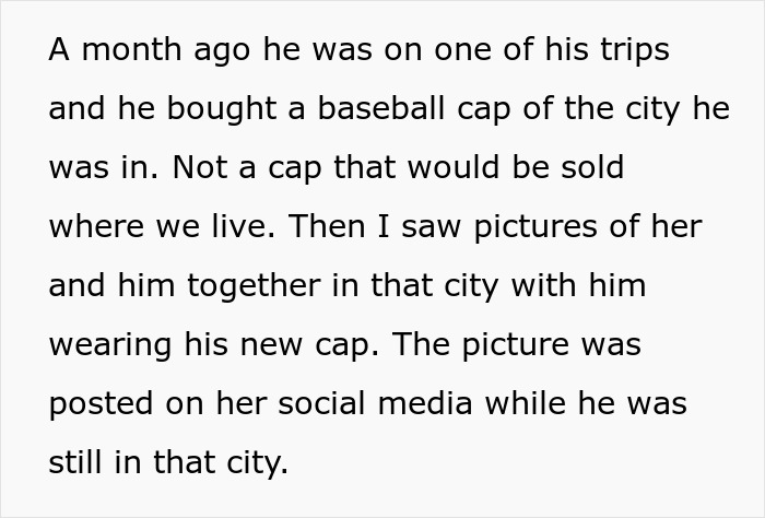 Text describing a situation leading to breaking up over photograph posted on social media from a trip. Text describing a situation leading to breaking up over photograph posted on social media from a trip.