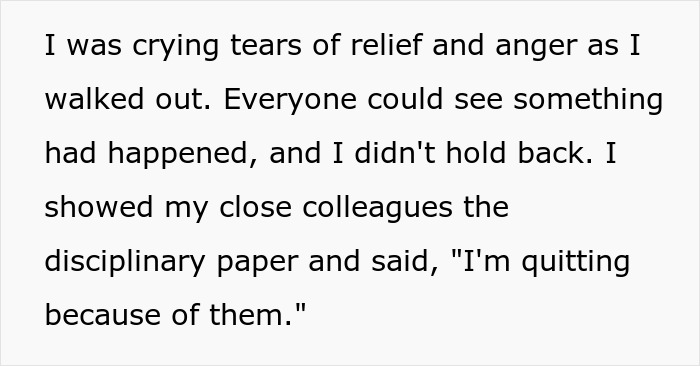 Employee quits ahead of disciplinary hearing, expressing relief and anger towards toxic bosses in a dramatic workplace ambush. Employee quits ahead of disciplinary hearing, expressing relief and anger towards toxic bosses in a dramatic workplace ambush.