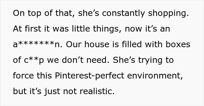 Text excerpt highlighting a wife-turned-mean-once-got-money, constantly shopping and creating unrealistic home expectations. Text excerpt highlighting a wife-turned-mean-once-got-money, constantly shopping and creating unrealistic home expectations.