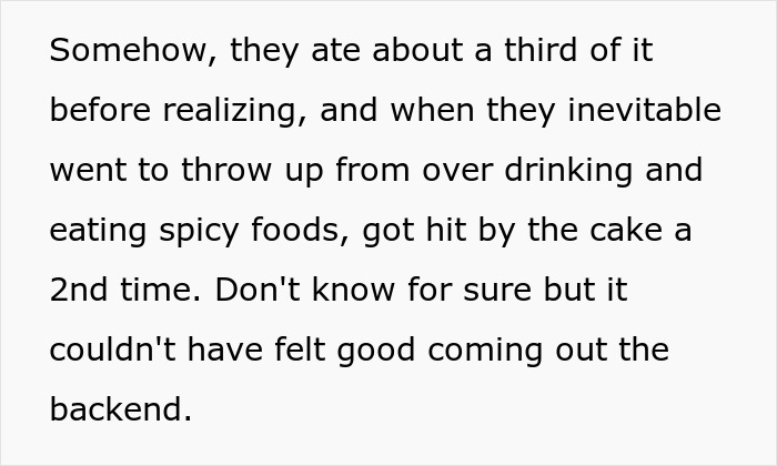 Text describing a spicy habanero cake baked to teach a roommate stealing leftovers a painful lesson. Text describing a spicy habanero cake baked to teach a roommate stealing leftovers a painful lesson.
