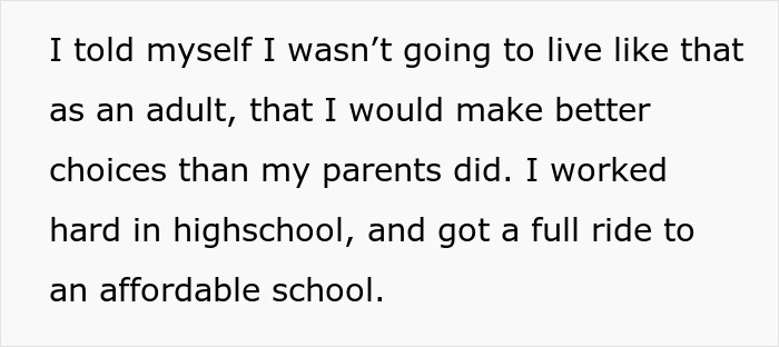 Text about woman rejecting sibling's hints for money while sibling rages over Ibiza pics and family struggles.
