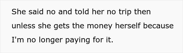 Text on a white background describing a dad pulling funding for 17-year-old’s trip after choosing friend’s party over babysitting siblings. Text on a white background describing a dad pulling funding for 17-year-old’s trip after choosing friend’s party over babysitting siblings.