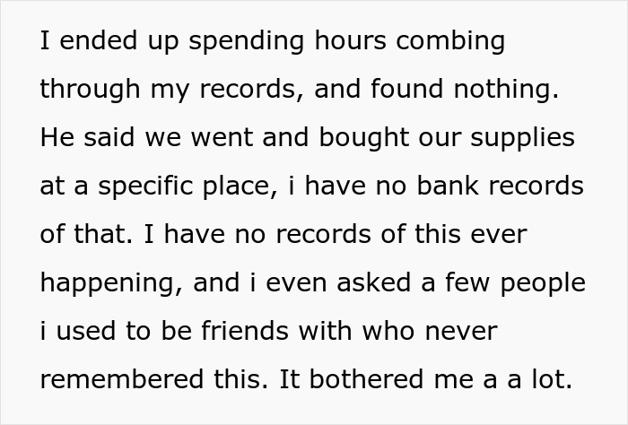 Text excerpt discussing confusion over an art class memory with a girlfriend and lack of any records or recollection. Text excerpt discussing confusion over an art class memory with a girlfriend and lack of any records or recollection.