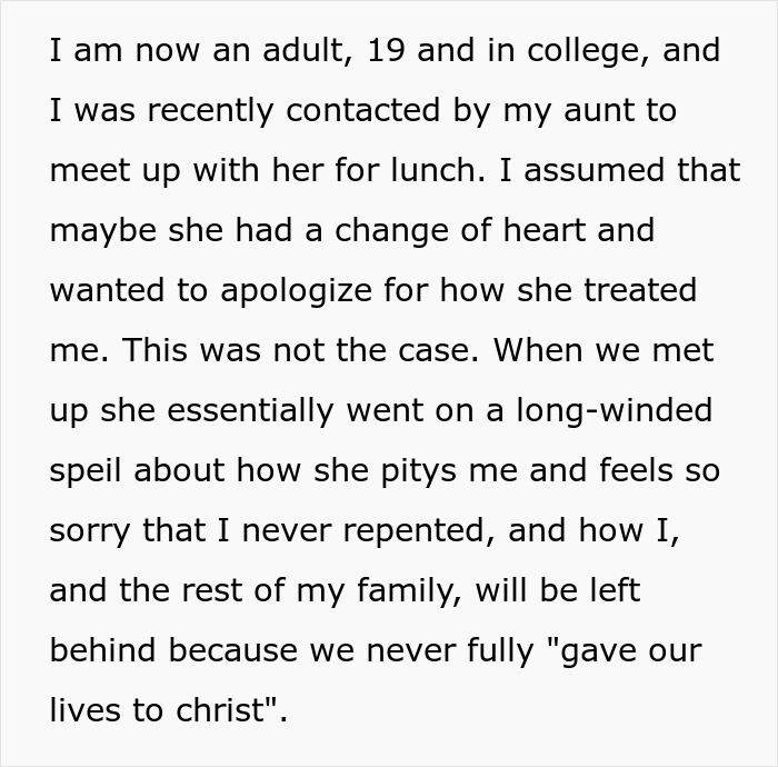 Text excerpt about a college student discussing family, repentance, and beliefs related to Christian rapture and money dollars. Text excerpt about a college student discussing family, repentance, and beliefs related to Christian rapture and money dollars.