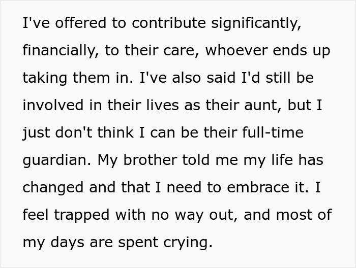 Alt text: Woman’s life turns upside down after late sister’s dying wish, struggling with unexpected family responsibility and emotional stress Alt text: Woman’s life turns upside down after late sister’s dying wish, struggling with unexpected family responsibility and emotional stress