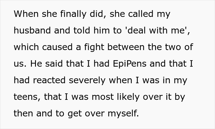Woman faces anaphylaxis risk as sister-in-law ignores no-peanut rule and husband sides with his sister.