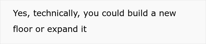 Text on a plain white background stating a suggestion about building a new floor or expanding a house. Text on a plain white background stating a suggestion about building a new floor or expanding a house.