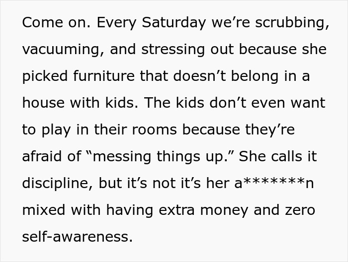 Text describing family stress and discipline issues with wife-turned-mean once got money affecting kids and household chores. Text describing family stress and discipline issues with wife-turned-mean once got money affecting kids and household chores.