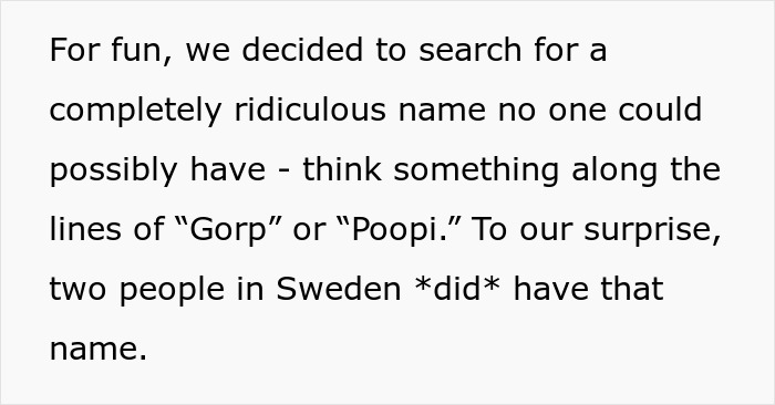 Text explaining bored teens spamming baby-naming website with weird ideas, sparking a viral baby-naming trend.
