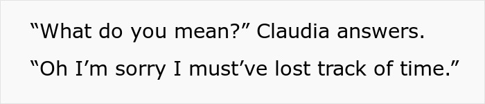 Text conversation showing Claudia apologizing for losing track of time while babysitting, highlighting babysitting and time lapse. Text conversation showing Claudia apologizing for losing track of time while babysitting, highlighting babysitting and time lapse.