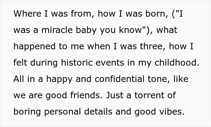 Text excerpt describing personal childhood experiences in a casual tone, relating to nosy neighbor trauma. Text excerpt describing personal childhood experiences in a casual tone, relating to nosy neighbor trauma.