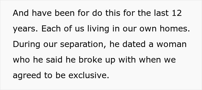 Text excerpt discussing a couple living apart during separation and breaking up over a photograph. Text excerpt discussing a couple living apart during separation and breaking up over a photograph.