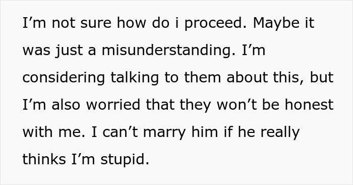 Alt text: Future MIL brands bride-to-be stupid in conversation, fiancé laughs, creating tension about honesty and marriage concerns Alt text: Future MIL brands bride-to-be stupid in conversation, fiancé laughs, creating tension about honesty and marriage concerns