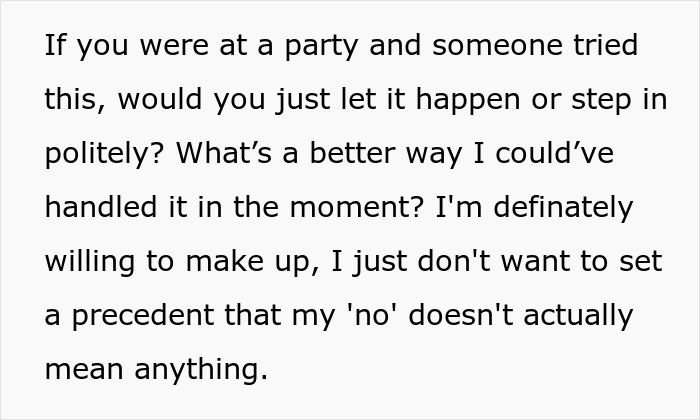 Alt text: Woman shuts down brother’s proposal at her baby shower, handling the moment with firm boundaries and respect. Alt text: Woman shuts down brother’s proposal at her baby shower, handling the moment with firm boundaries and respect.