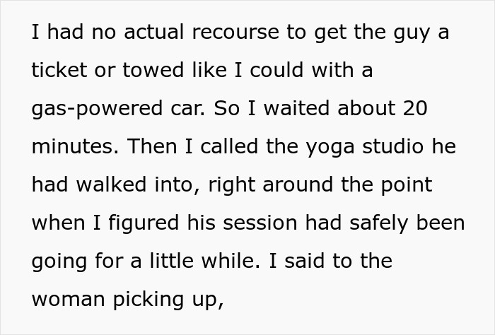 Man parks his car in EV charging spot and rushes out of yoga session when it gets towed. Man parks his car in EV charging spot and rushes out of yoga session when it gets towed.