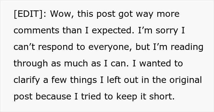 Text post explaining unexpected high comments and clarifying details about man and fiancée house ownership dispute. Text post explaining unexpected high comments and clarifying details about man and fiancée house ownership dispute.