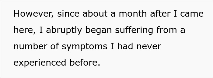Text excerpt mentioning symptoms after arrival, illustrating concerns about suspicious behavior and possible poisoning. Text excerpt mentioning symptoms after arrival, illustrating concerns about suspicious behavior and possible poisoning.