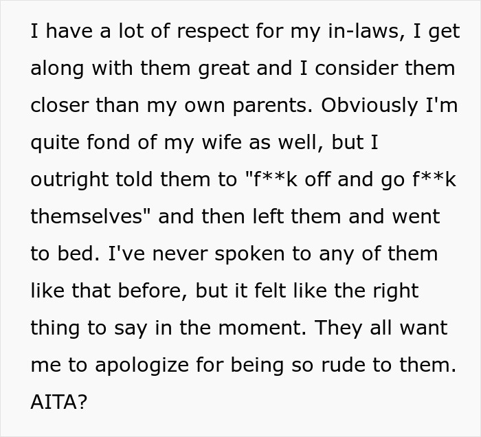 Man shares his perspective on respect, in-laws, and family boundaries after a tense confrontation about cuddling limits. Man shares his perspective on respect, in-laws, and family boundaries after a tense confrontation about cuddling limits.