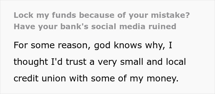 Text screenshot with a complaint about locked funds and a warning about ruining a bank's social media using Russian bots. Text screenshot with a complaint about locked funds and a warning about ruining a bank's social media using Russian bots.