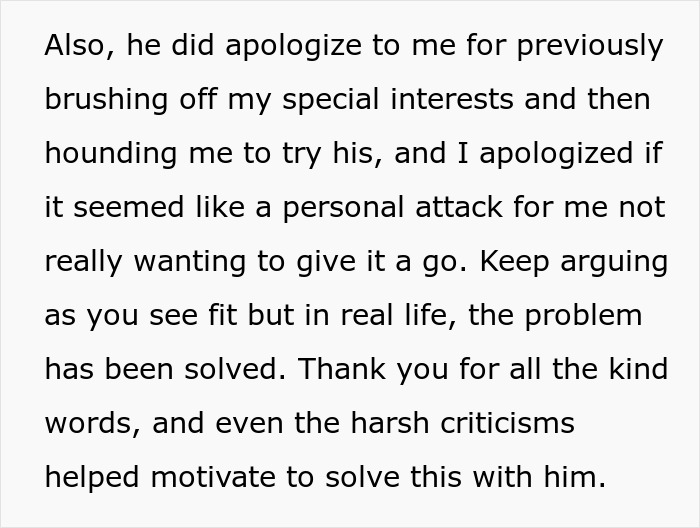 Text about apologizing for refusing to watch autistic friend's show recommendation and resolving the issue together. Text about apologizing for refusing to watch autistic friend's show recommendation and resolving the issue together.