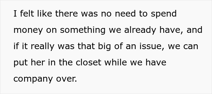 Text excerpt discussing not spending money on items already owned, related to MIL thinking son is in a throuple with wife and an anime pillow. Text excerpt discussing not spending money on items already owned, related to MIL thinking son is in a throuple with wife and an anime pillow.