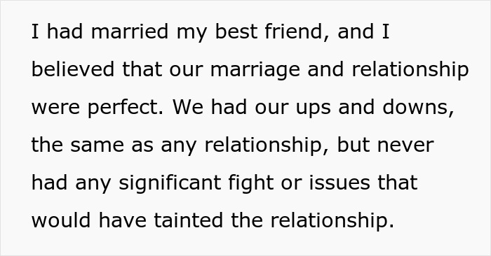 Text on a white background describing a woman’s reflection on a perfect marriage before discovering her cheater ex. Text on a white background describing a woman’s reflection on a perfect marriage before discovering her cheater ex.