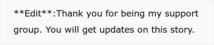 Text displaying a thank you message for support and a promise of updates on the mother-poisoned-me story. Text displaying a thank you message for support and a promise of updates on the mother-poisoned-me story.