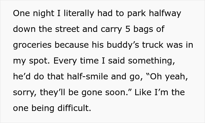 Nurse comes home from 12hr shift to find neighbor using her driveway again, leading to confrontation and frustration. Nurse comes home from 12hr shift to find neighbor using her driveway again, leading to confrontation and frustration.
