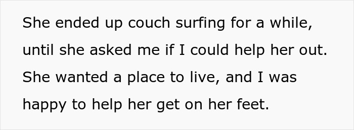 Text excerpt about a stepdaughter couch surfing and getting help to find a place to live after her bio-dad said no. Text excerpt about a stepdaughter couch surfing and getting help to find a place to live after her bio-dad said no.