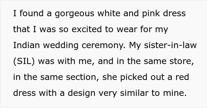 Woman dressed in white and pink pretends to be the bride at sister-in-law’s wedding despite family ties. Woman dressed in white and pink pretends to be the bride at sister-in-law’s wedding despite family ties.