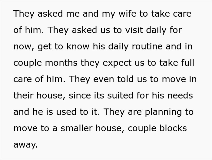 Parents expect son to care for autistic brother, asking them to move in and take full responsibility soon. Parents expect son to care for autistic brother, asking them to move in and take full responsibility soon.