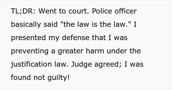 Court scene text explaining 18YO reporting drunk driver but receiving a curfew violation ticket despite legal defense.