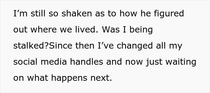 Text on a white background expressing concern about being stalked and changing social media handles for safety. Text on a white background expressing concern about being stalked and changing social media handles for safety.